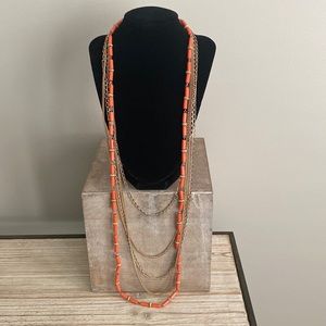 Gold and coral long necklace